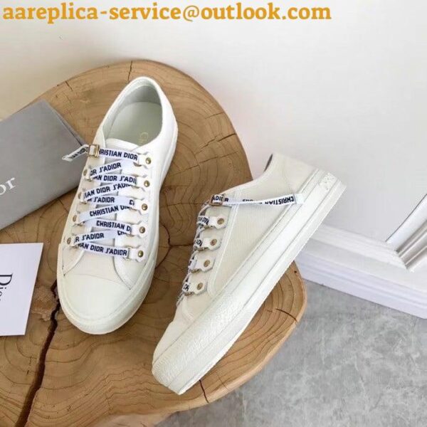 Replica Dior Walk'n'Dior Sneakers In White Cotton Canvas 5