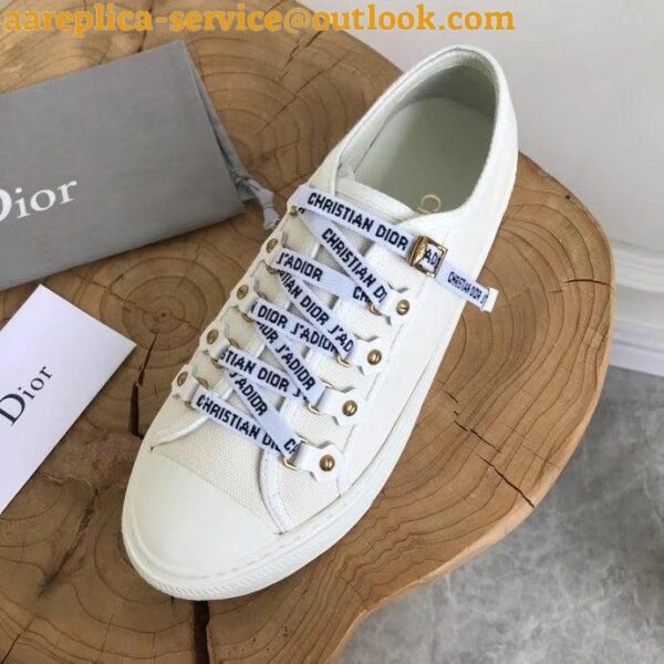 Replica Dior Walk'n'Dior Sneakers In White Cotton Canvas 7