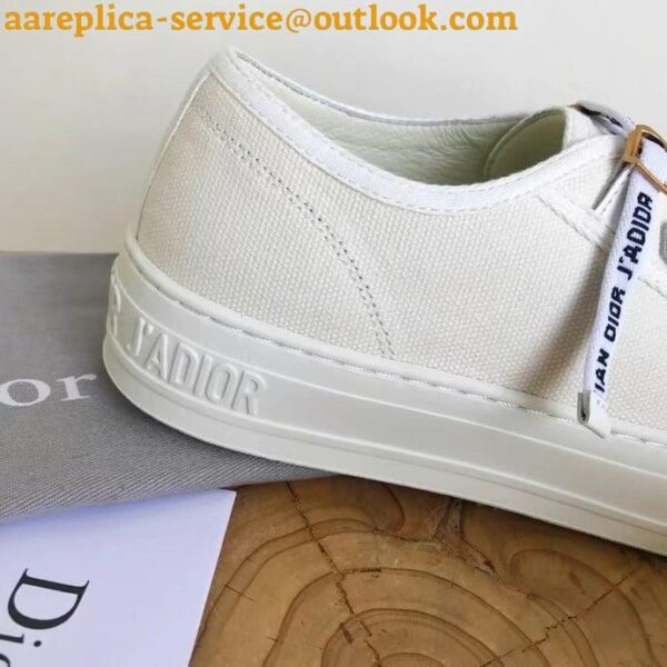 Replica Dior Walk'n'Dior Sneakers In White Cotton Canvas 10