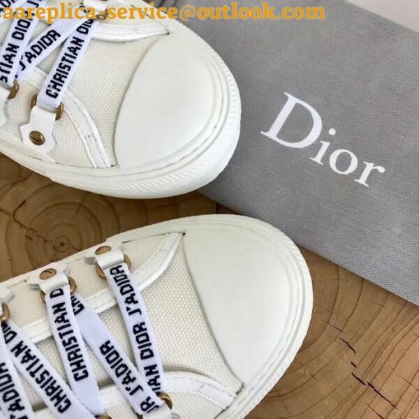 Replica Dior Walk'n'Dior Sneakers In White Cotton Canvas 11