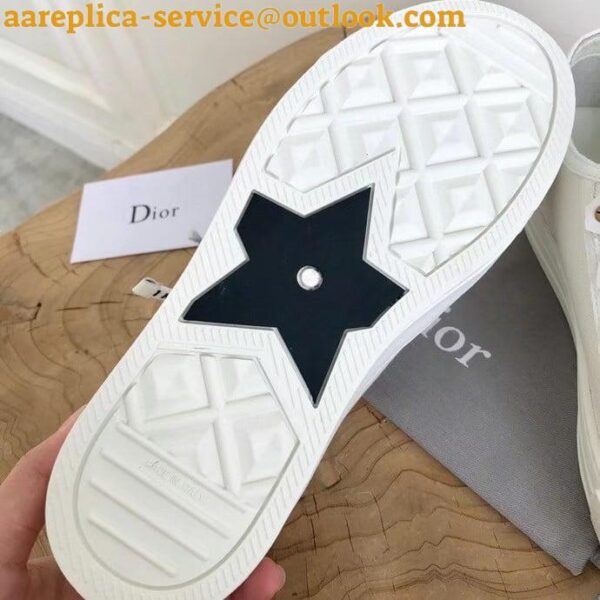 Replica Dior Walk'n'Dior Sneakers In White Cotton Canvas 13