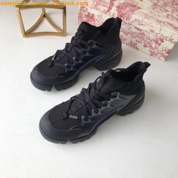 Replica Dior D-Connect Sneakers In Black Technical Fabric 3