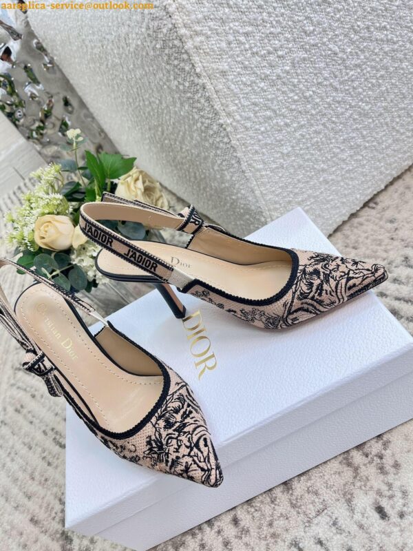 Replica Dior J'Adior Slingback Pumps 100mm In Nude Jardin Botanique Embroidery Cotton 7