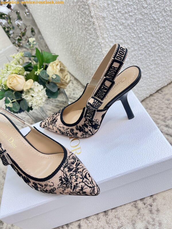 Replica Dior J'Adior Slingback Pumps 100mm In Nude Jardin Botanique Embroidery Cotton 8