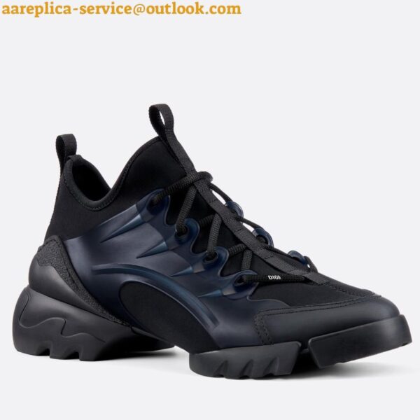 Replica Dior D-Connect Sneakers In Black Technical Fabric 4