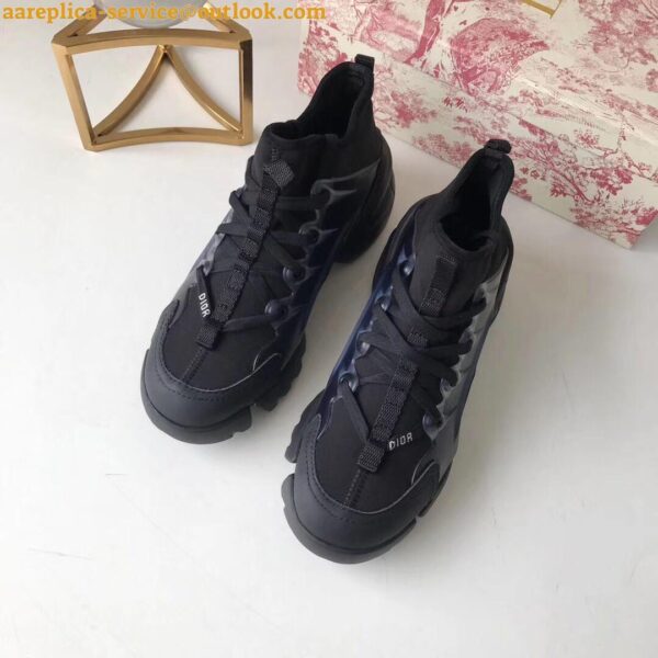 Replica Dior D-Connect Sneakers In Black Technical Fabric 5