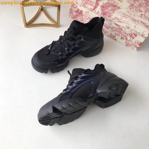 Replica Dior D-Connect Sneakers In Black Technical Fabric 6