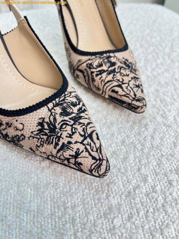 Replica Dior J'Adior Slingback Pumps 100mm In Nude Jardin Botanique Embroidery Cotton 11