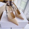 Replica Dior J'Adior Slingback Pumps 100mm In Nude Suede With Strass 2