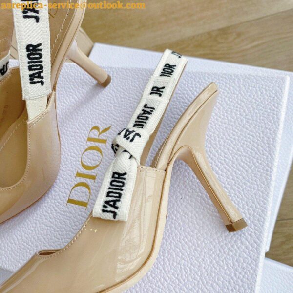 Replica Dior J'Adior Slingback Pumps 100mm In Nude Patent Calfskin 7