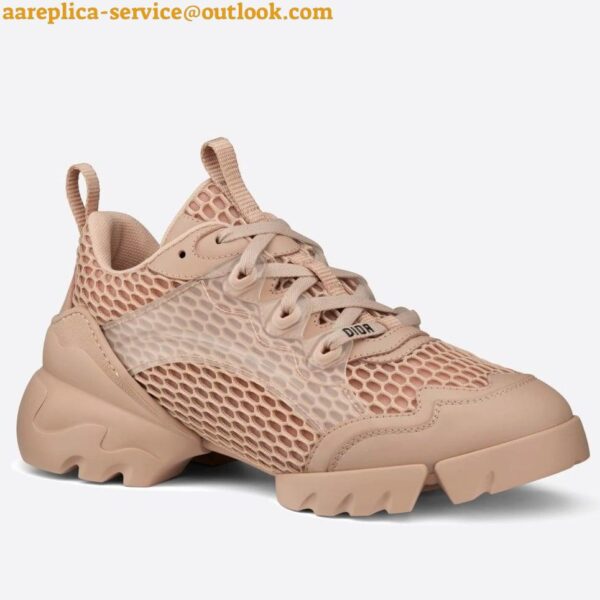 Replica Dior D-Connect Sneakers In Nude Mesh 3