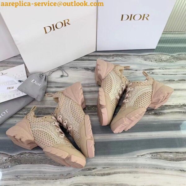 Replica Dior D-Connect Sneakers In Nude Mesh 3