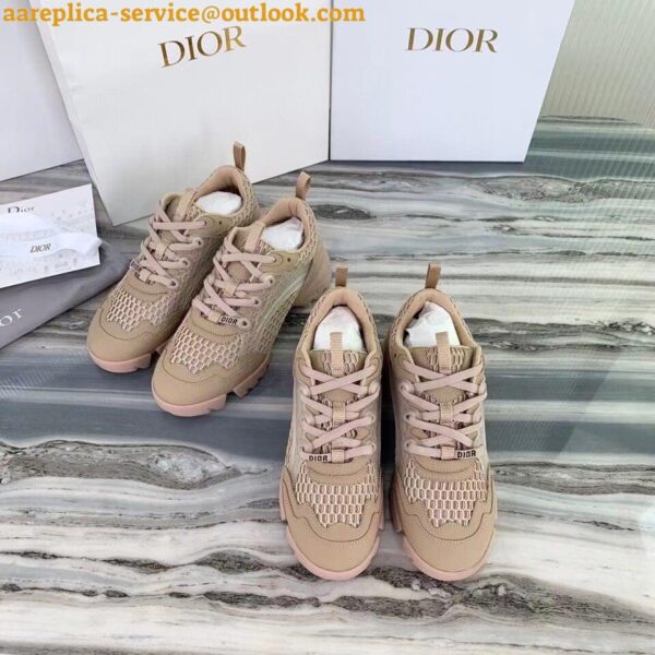 Replica Dior D-Connect Sneakers In Nude Mesh 5