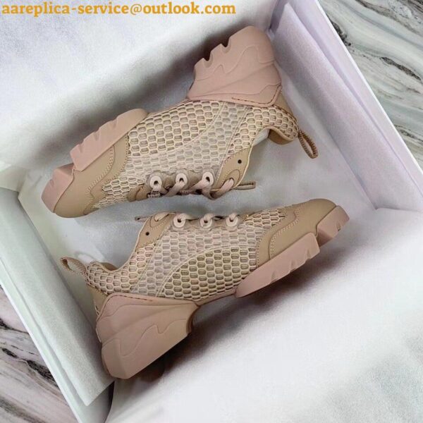 Replica Dior D-Connect Sneakers In Nude Mesh 7