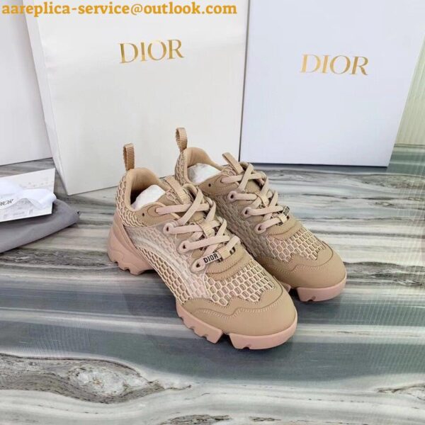 Replica Dior D-Connect Sneakers In Nude Mesh 8