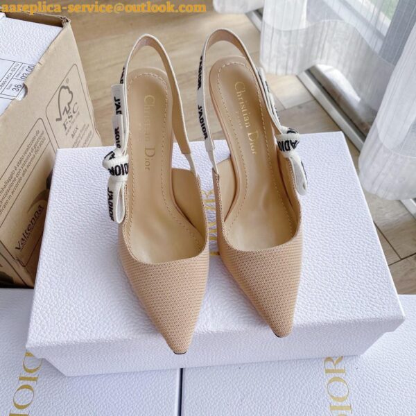 Replica Dior J'Adior Slingback Pumps 100mm In NudeTechnical Fabric 3