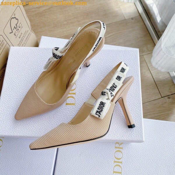 Replica Dior J'Adior Slingback Pumps 100mm In NudeTechnical Fabric 6