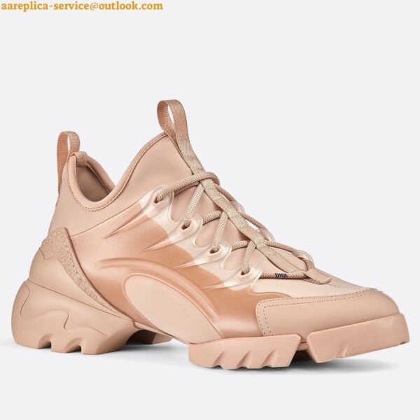 Replica Dior D-Connect Sneakers In Nude Technical Fabric 7