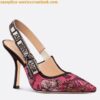 Replica Dior J'Adior Slingback Pumps 100mm In White Cotton Embroidery 2