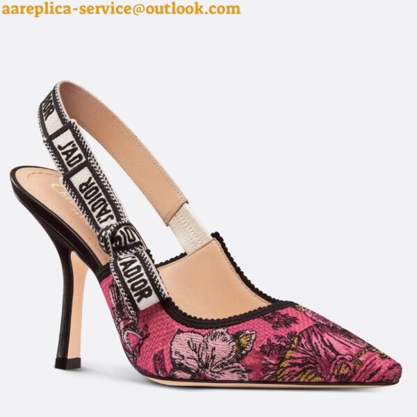 Replica Dior J'Adior Slingback Pumps 100mm In Pink Toile de Jouy Voyage 2