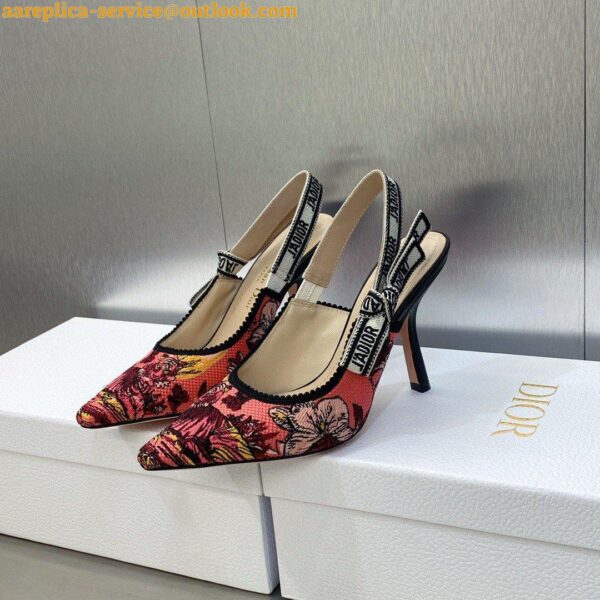 Replica Dior J'Adior Slingback Pumps 100mm In Pink Toile de Jouy Voyage 5