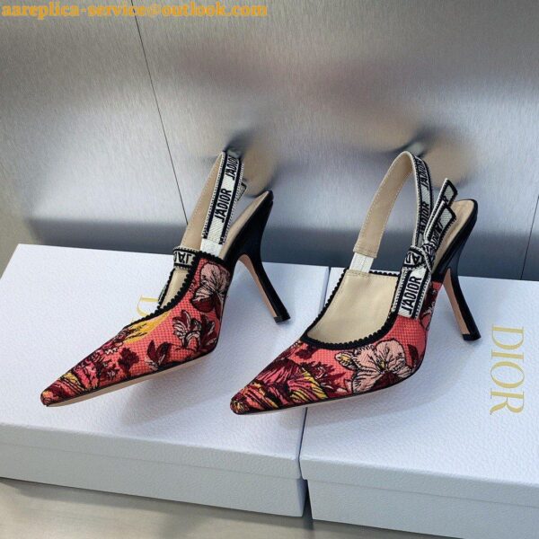 Replica Dior J'Adior Slingback Pumps 100mm In Pink Toile de Jouy Voyage 7