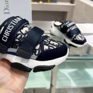 Replica Dior D-Wander Open Back Sneakers In Blue Oblique Fabric