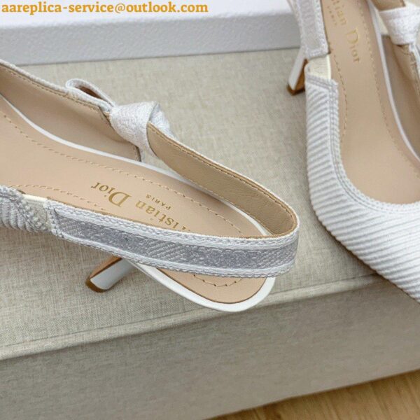 Replica Dior J'Adior Slingback Pumps 100mm In White Cotton Embroidery 7