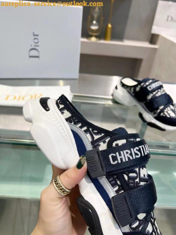 Replica Dior D-Wander Open Back Sneakers In Blue Oblique Fabric 9