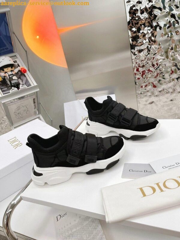 Replica Dior D-Wander Sneakers In Black Camouflage Technical Fabric 5