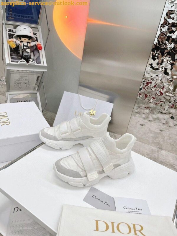 Replica Dior D-Wander Sneakers In White Camouflage Technical Fabric 5