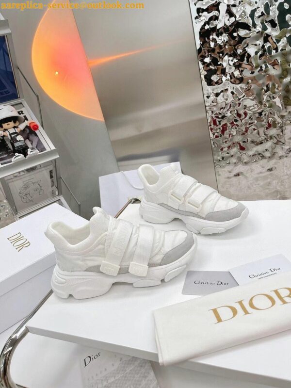 Replica Dior D-Wander Sneakers In White Camouflage Technical Fabric 6