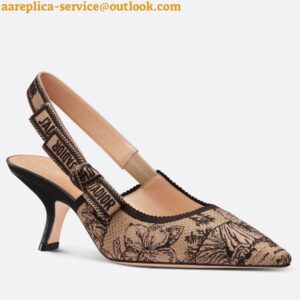 Replica Dior J'Adior Slingback Pumps 65mm In Beige Toile de Jouy Voyage Motif