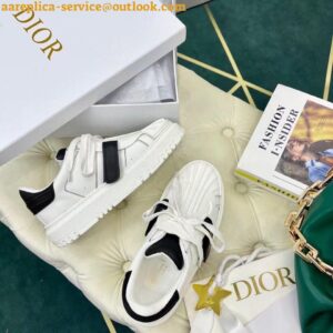 Replica Dior Dior-ID Sneakers In White Leather with Black Strap