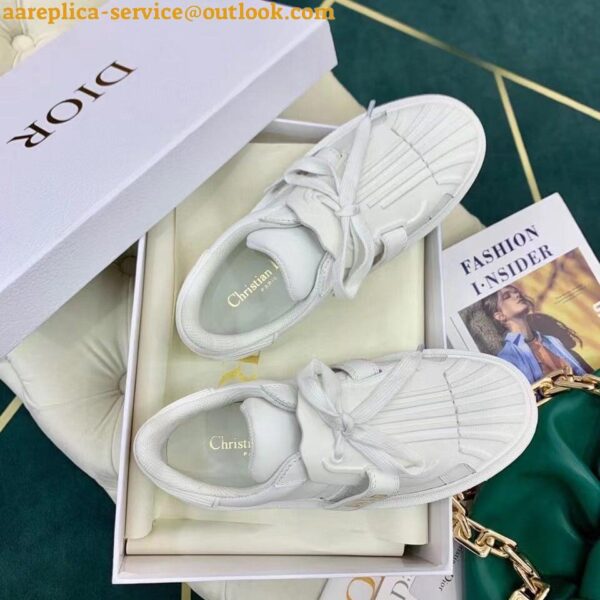 Replica Dior Dior-ID Sneakers In White Leather with Black Strap 4