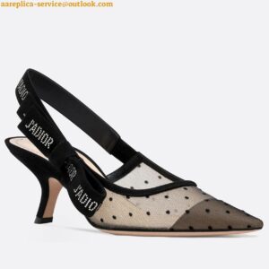 Replica Dior J'Adior Slingback Pumps 65mm In Black Dotted Swiss