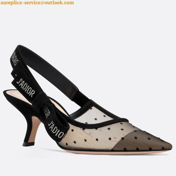 Replica Dior J'Adior Slingback Pumps 65mm In Black Dotted Swiss 3