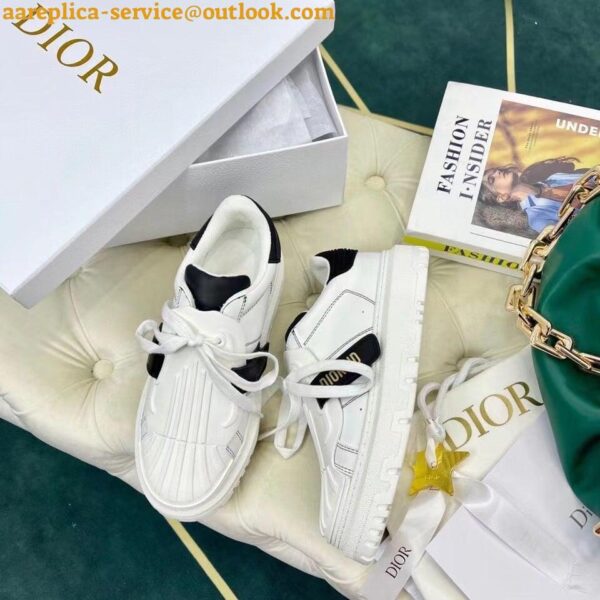 Replica Dior Dior-ID Sneakers In White Leather with Black Strap 11