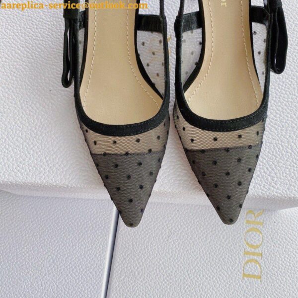 Replica Dior J'Adior Slingback Pumps 65mm In Black Dotted Swiss 5