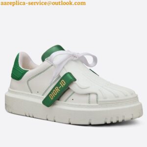 Replica Dior Dior-ID Sneakers In White Leather with Green Strap