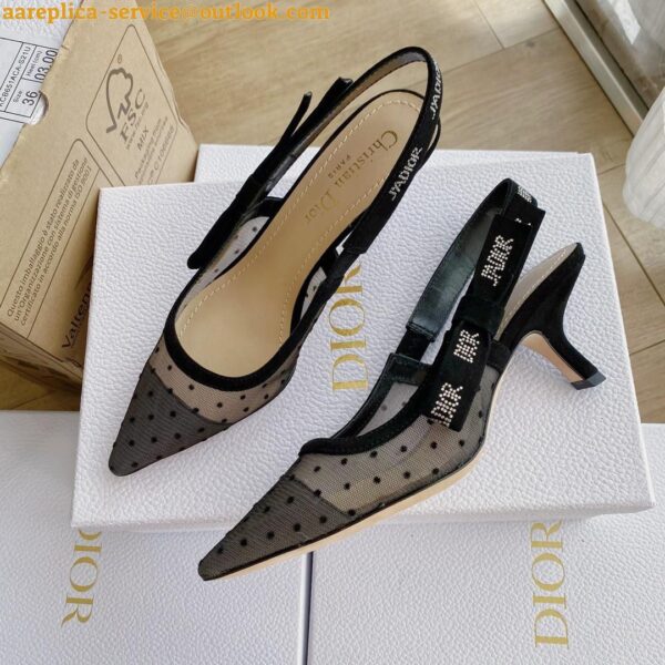 Replica Dior J'Adior Slingback Pumps 65mm In Black Dotted Swiss 7