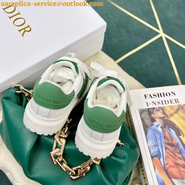 Replica Dior Dior-ID Sneakers In White Leather with Green Strap 7