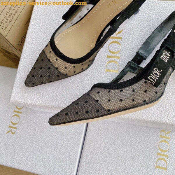 Replica Dior J'Adior Slingback Pumps 65mm In Black Dotted Swiss 10