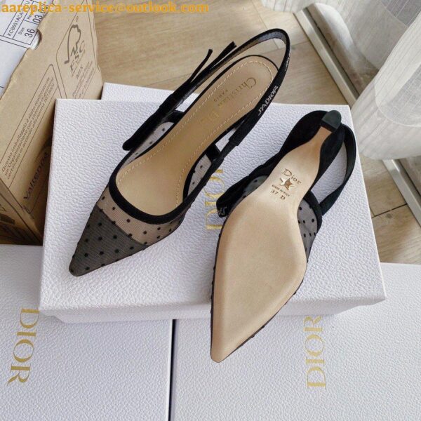 Replica Dior J'Adior Slingback Pumps 65mm In Black Dotted Swiss 12