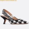 Replica Dior J'Adior Slingback Pumps 65mm In Black Houndstooth Embroidery