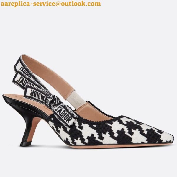 Replica Dior J'Adior Slingback Pumps 65mm In Black Houndstooth Embroidery 3