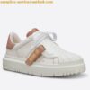 Replica Dior One Sneakers in White and Gold Oblique Perforated Calfskin 2