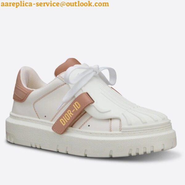 Replica Dior Dior-ID Sneakers In White Leather with Nude Strap 3