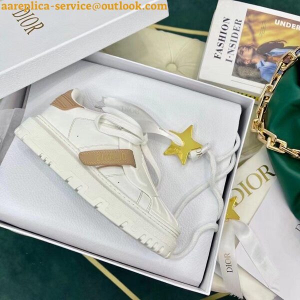 Replica Dior Dior-ID Sneakers In White Leather with Nude Strap 6