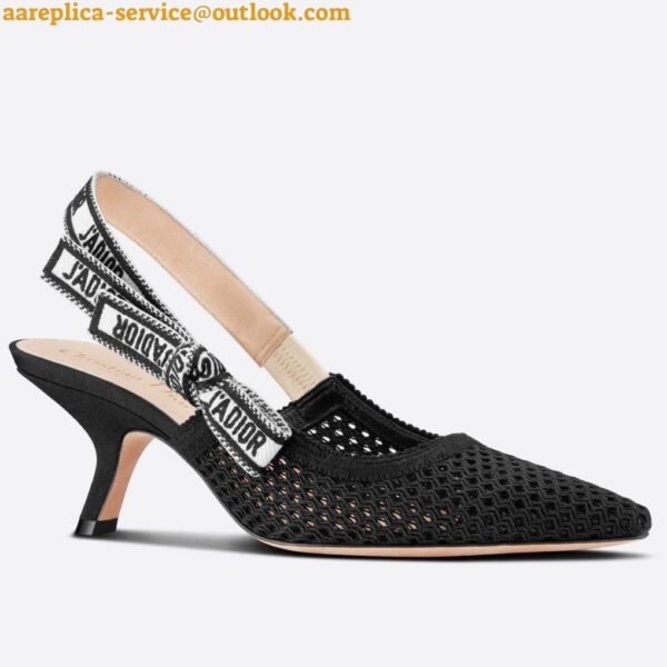 Replica Dior J'Adior Slingback Pumps 65mm In Black Micro Mesh 3